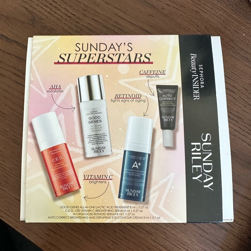 New in box Sunday Riley Sunday’s Superstars skincare kit